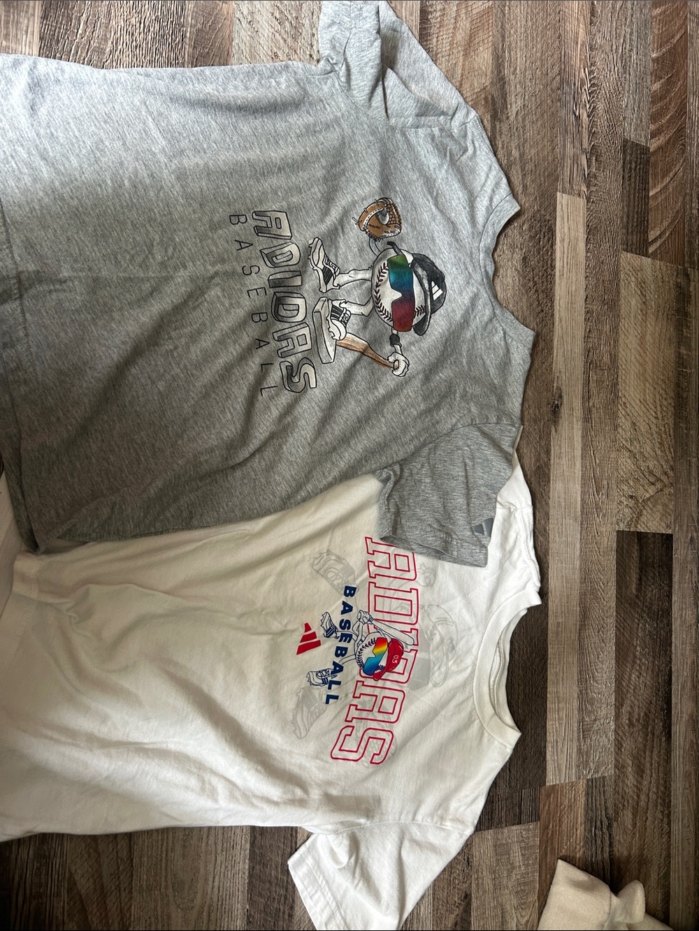 adidas Gray and White Baseball Graphic Tees